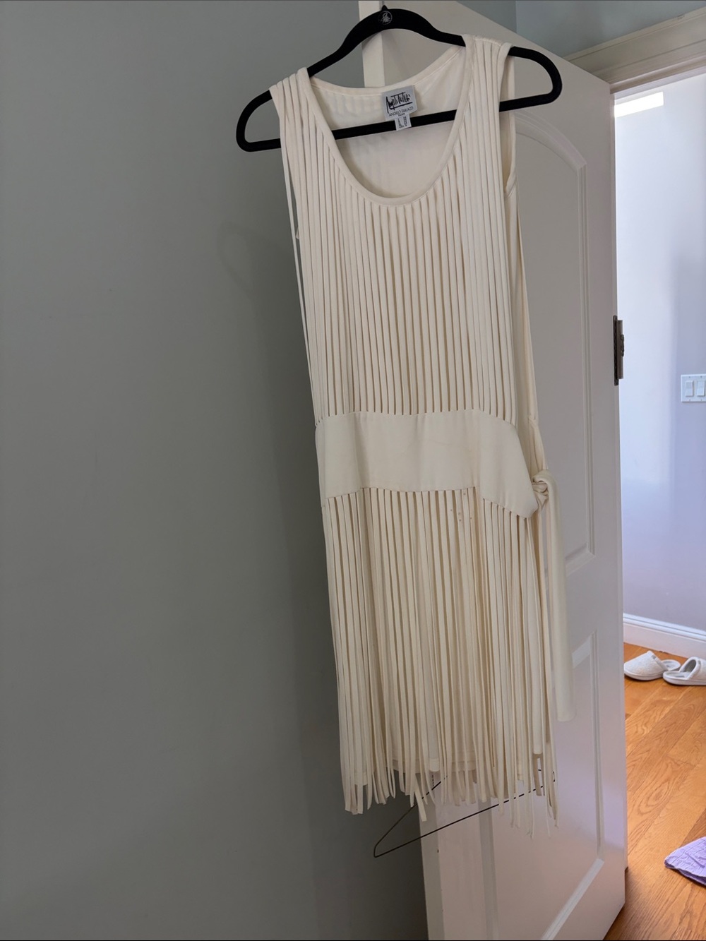 Angelo Tarlazzi Ivory Fringe Midi Dress